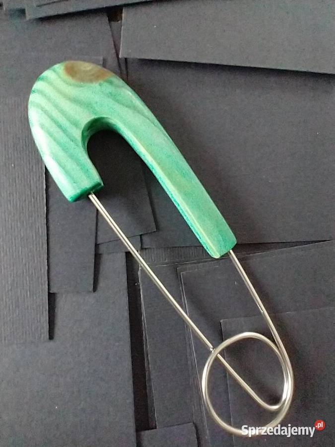 Turkusowa agrafka drewno rękodzieło Łódź