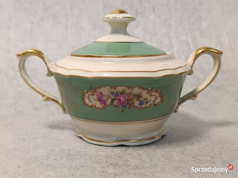 Środek Stołu Sygnowany Garnitur Art Deco Bukiety Porcelana i szkło Dobrzany