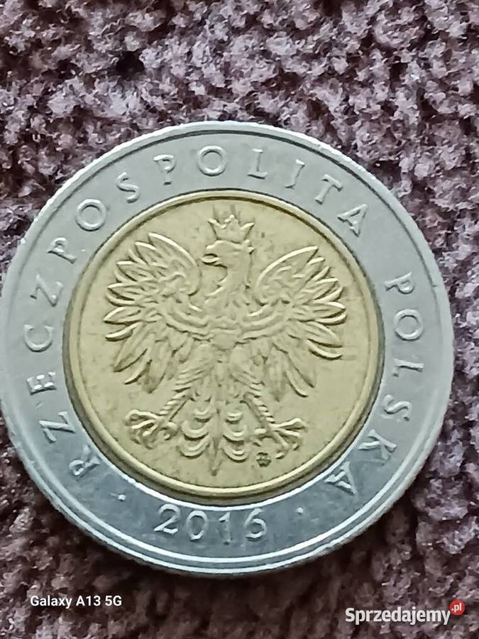 5 Złotych 2016 r Przesunięcie stempla 3 sprzedam