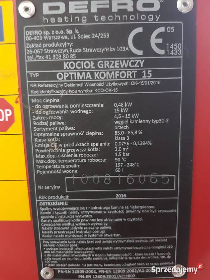 Piec Defro optima Comfort 15 Kw Kraków