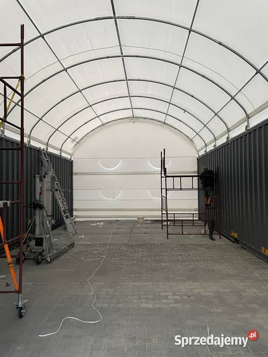 Zadaszenie kontenerowe 6x6m ze ścianą tylną PVC Wrocław sprzedam
