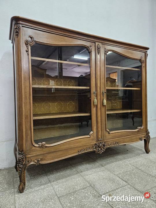 Ładna francuska biblioteczka Ludwikowska witryna Kredensy i witryny Nowy Sącz