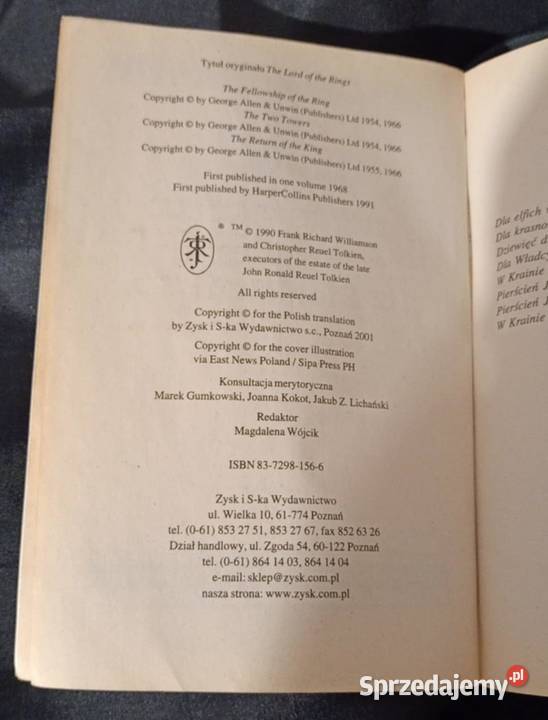 Władca pierścieni J R R Tolkien Poznań