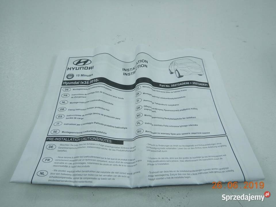 FOLIA OCHRONNA ZDERZAKA TYŁ HYUNDAI IX35 10 ASO