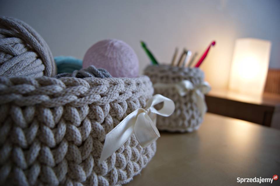 Koszyki ze sznurka bawełnianego komplet 3