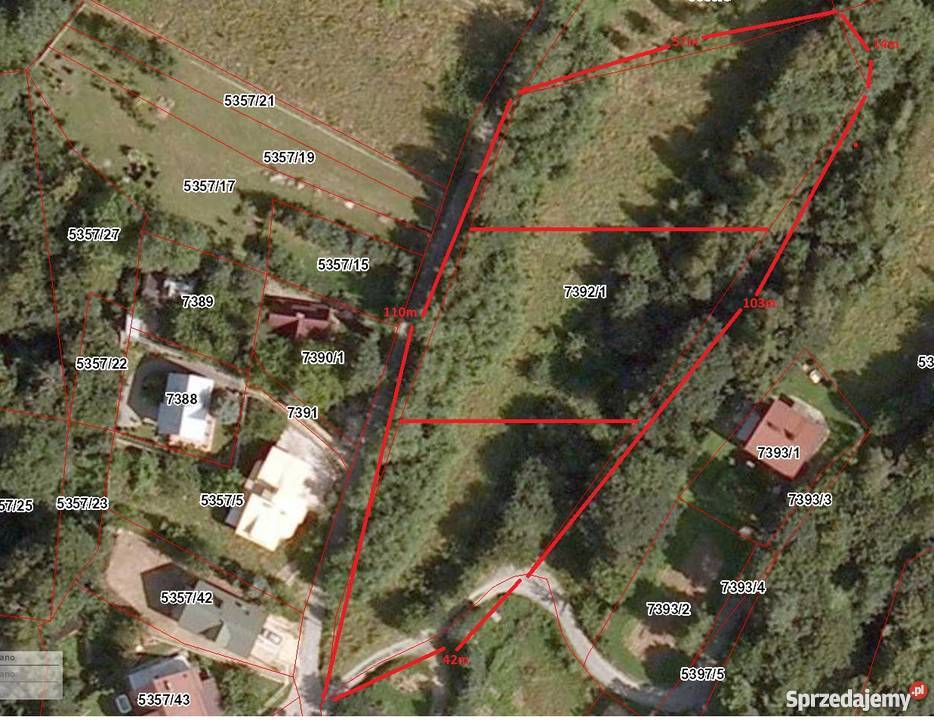 SPRZEDAM DZIAŁKĘ BUDOWLANĄ W PCIMIU kanalizacja Pcim