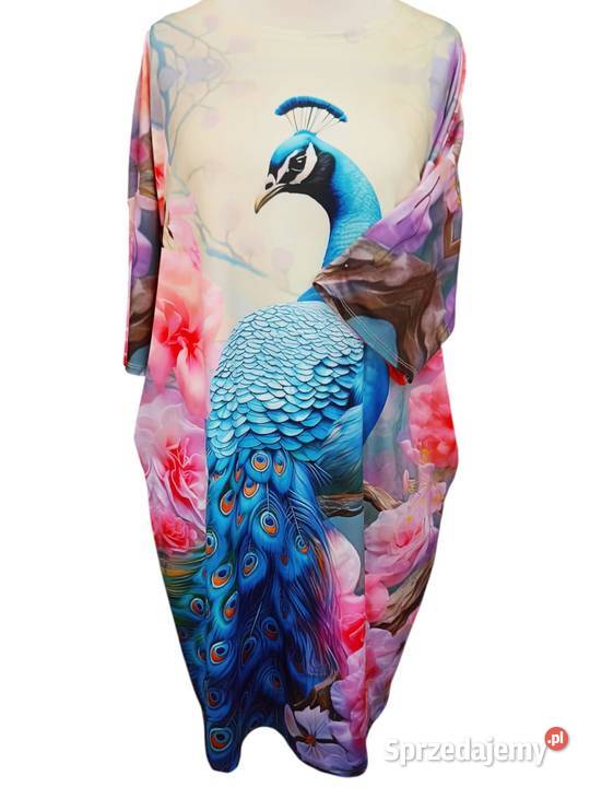 Sukienka tunika plus size z pawiem 140 biust