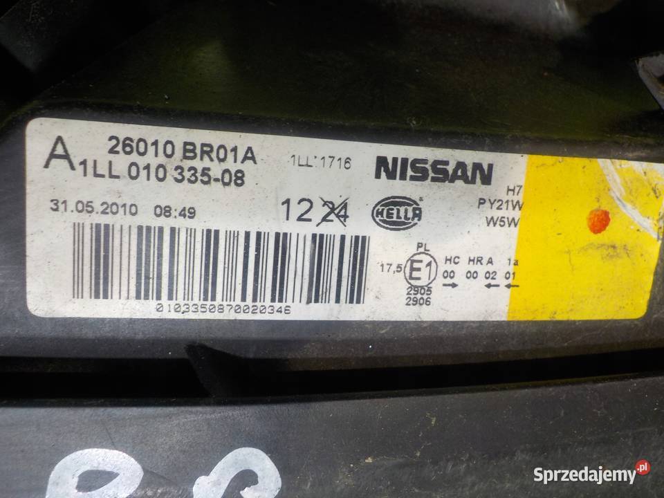 NISSAN QASHQAI I J10 15 DCI 10r 5D lampa prawa Suków