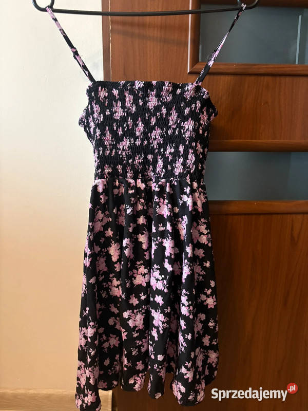 czarna letnia sukienka w kwiaty Łódź sprzedam