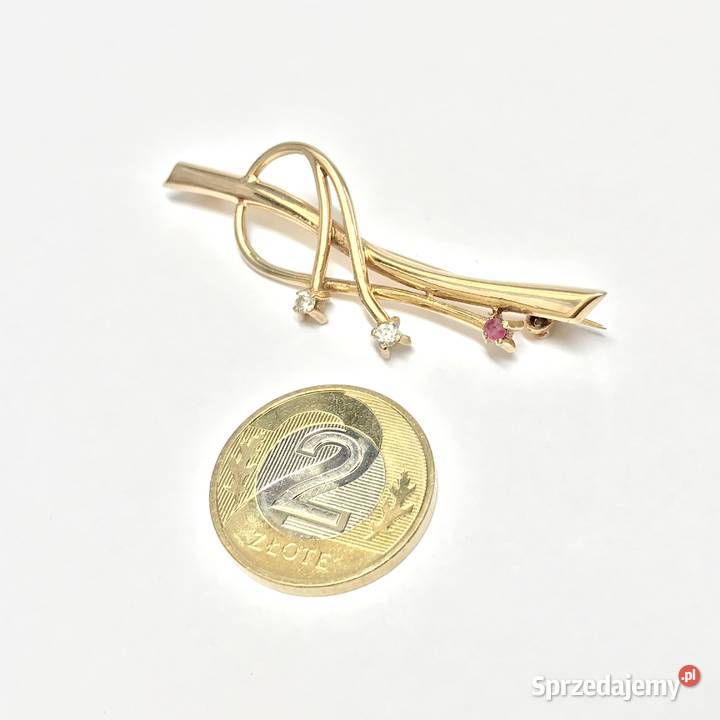 Złota BROSZKA 14K piękny AMETYST cudowna ART złote Warszawa