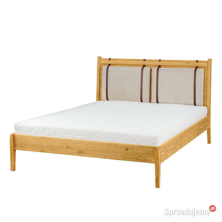 Nowoczesne łóżko drewniane z tapicerką w stylu industralnym