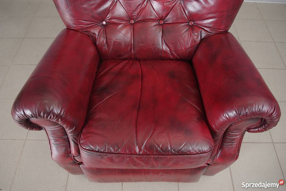 Fotel rozkładany angielski skóra naturalna 4739 Nysa