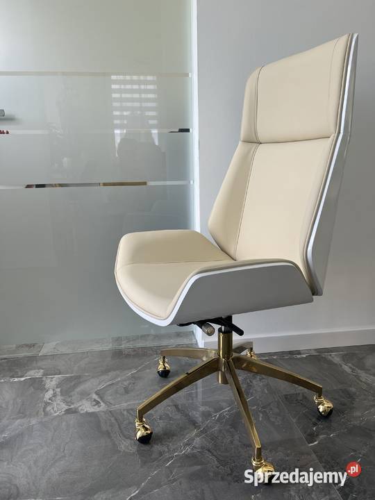 Fotel biurowy beżowy złoty Luxury Premium
