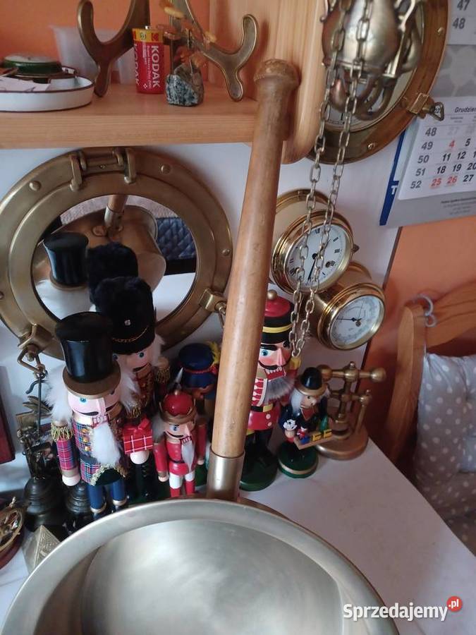 Piękna duża patelnia mosiężna Kolekcja Poznań