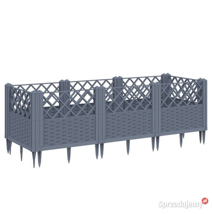 Donica ogrodowa na kołkach szara 1235x435x435 PP