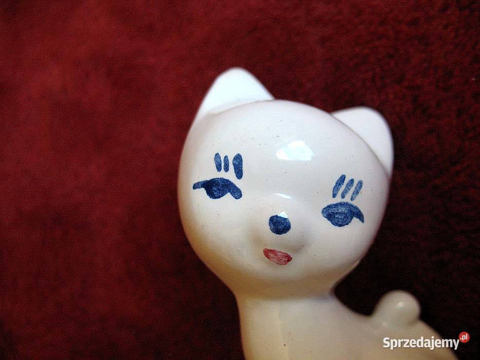 Kot biały mały kotek porcelana 7 x 4 x 3 Siedlce