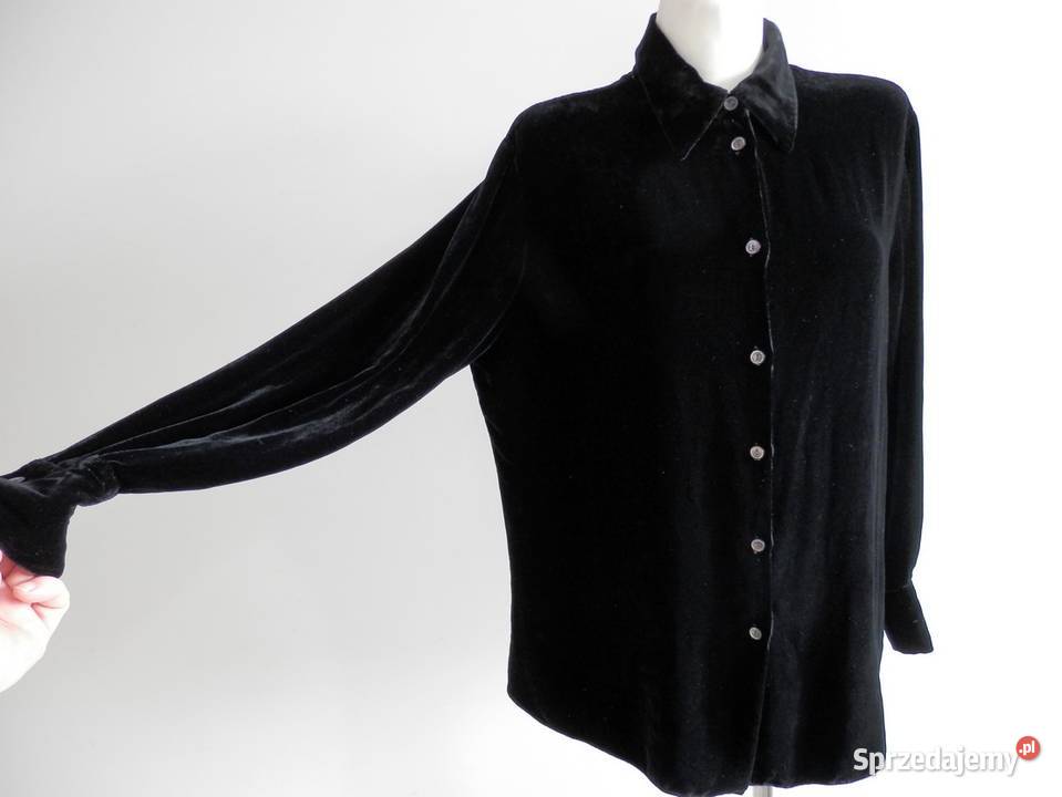 Koszula Aksamitna Jedwabna Jedwab Wiskoza Czarna Łomża