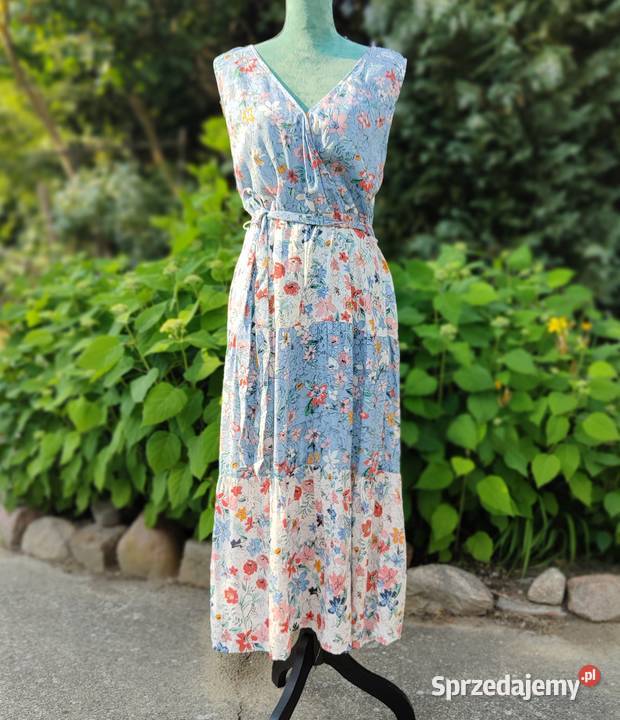 Długa sukienka CA 42 XL biała niebieska kolorowe kolorowy Szczecin