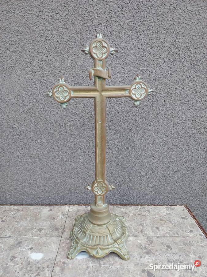 6 Stary krzyż krucyfiks stojący mosiądz 40 pomorskie Tczew sprzedam