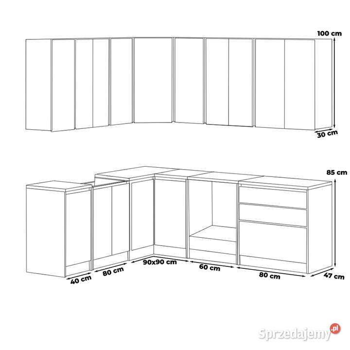 Meble Kuchenne Narożne Nowoczesne Bella Zestaw 185cm Elbląg