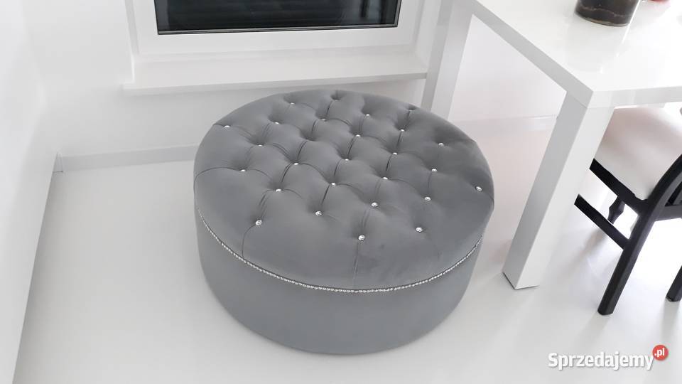 Okrągła Pufa Tapicerowana Kryształki Glamour 80 śląskie Częstochowa