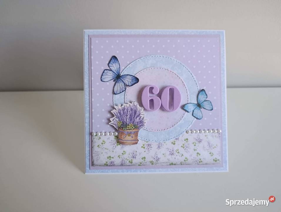 Kartka ręcznie robiona na urodziny fiolet Łódź