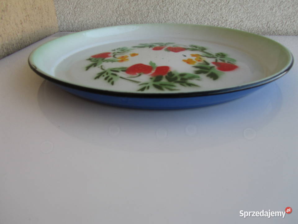 Taca metalowa emaliowana okrągła średnica 35 Olecko