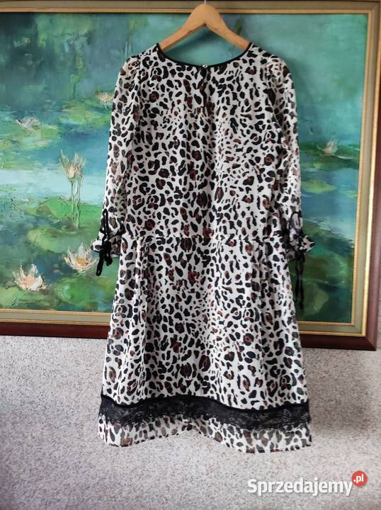 zwiewna szyfonowa panterka koronkowa zwierzęca Spódnice i sukienki sprzedam