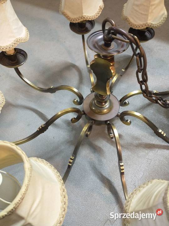 Żyrandol stary mosiądz dwa kinkiety Antyki, Sztuka, Kolekcje wielkopolskie Krotoszyn sprzedam