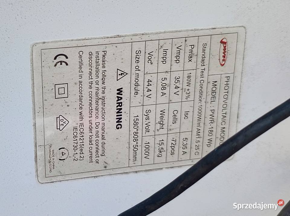 Sprzedam panele fotowoltaiczne 180 w okazja Gdańsk