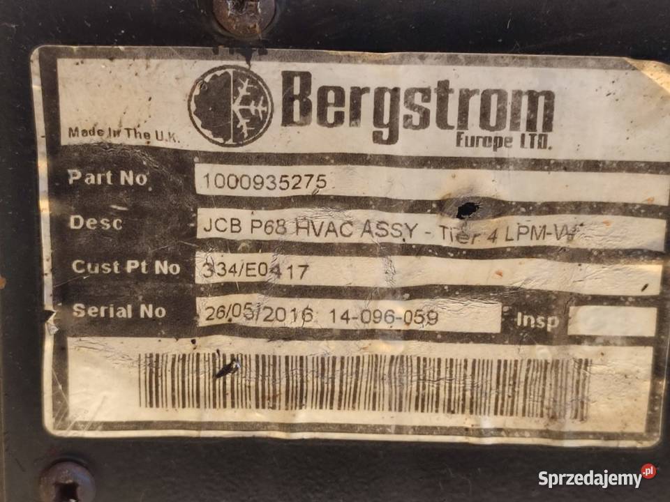 Nagrzewnica 333E0417 Bergstrom P68 Heater Assy Pozostałe Wilkowo sprzedam