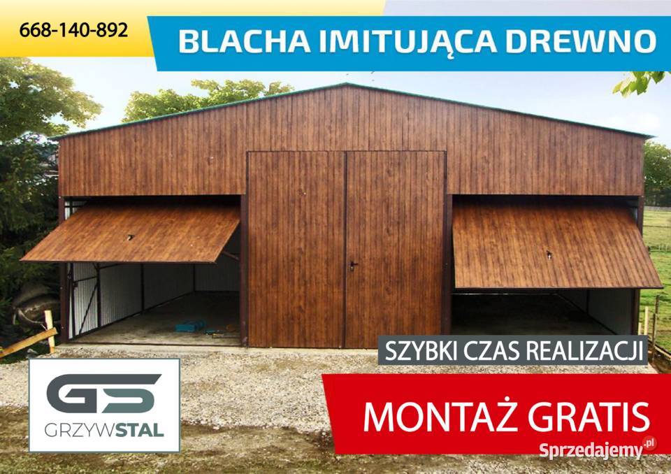 Garaż Blaszany Drewnopodobny Hala Stalowa WIATA Sprzedaż Zduńska Wola