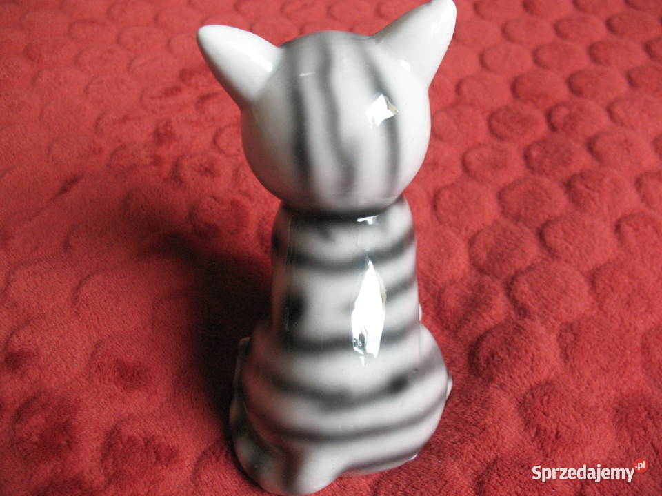 KOT pręgowany 14 x 11 x 8 Figurka z porcelany szary
