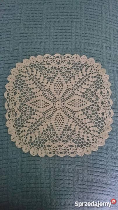 Serwetka szydełkowa ecru średnica 31 wzór dolnośląskie Bolesławiec