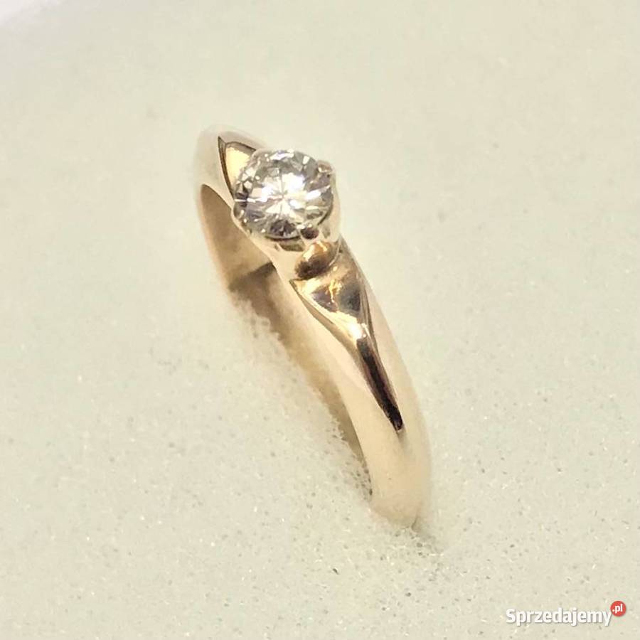 PIERŚCIONEK z różowego złota 14K BRYLANT 030ct