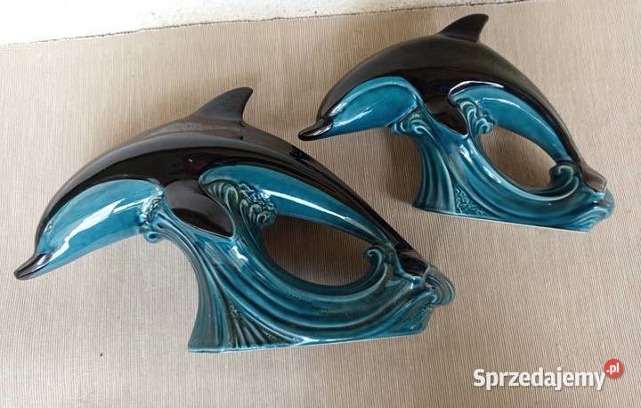 Figurki porcelana Vintage 2 ładne DELFINY firmy Warszawa