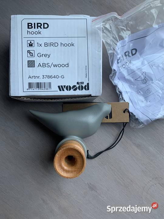 Wieszaczek Wood BIRD szary nowy Mosty