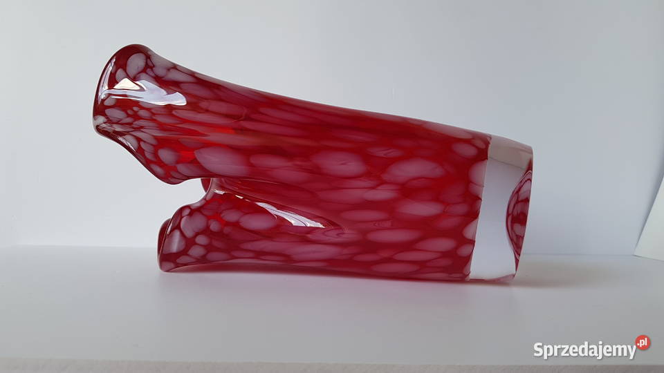 Stary szklany wazon Chusta kolorowe szkło śląskie Dąbrowa Górnicza