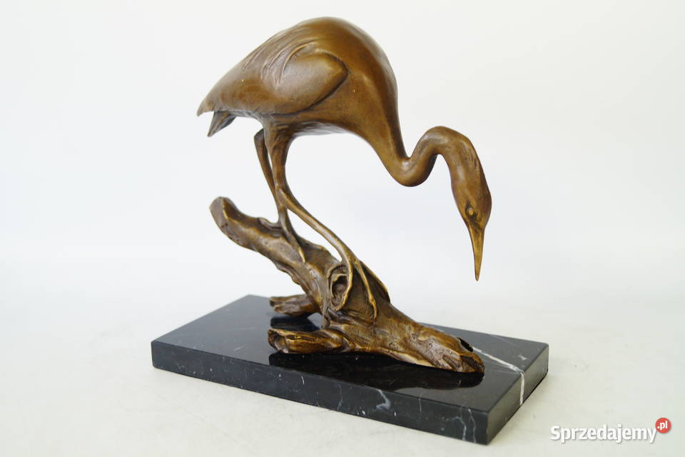 Figura z brązu czapla żuraw rzeźba prezent Gizałki
