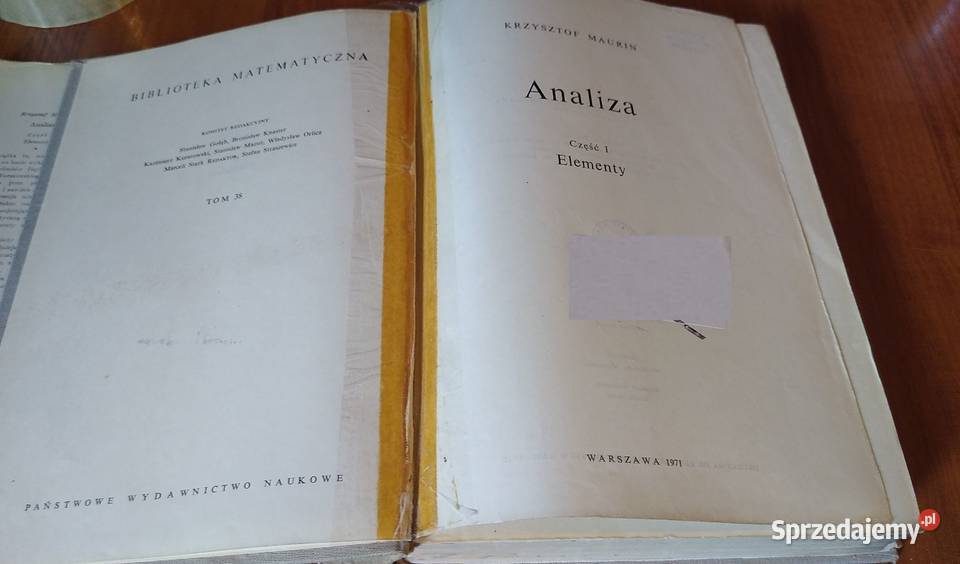 Analiza cz 1 Elementy Krzysztof Maurin Książki naukowe i popularnonaukowe