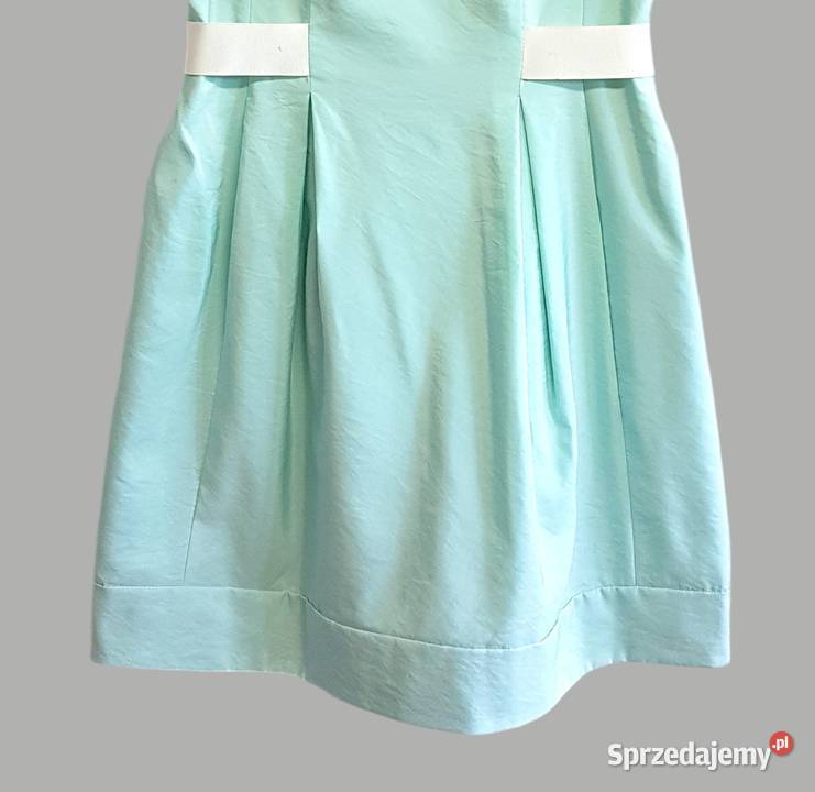 Damska elegancka sukienka miętowa na ramiączkach Chrzanów