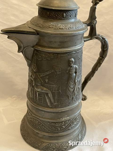 Kufel cynowy z pokrywką scena rodzajowa Kraków