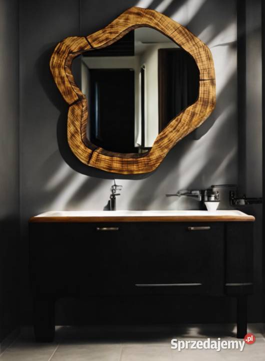 okrągłe lustro dekoracyjne drewniane do łazienki podkarpackie