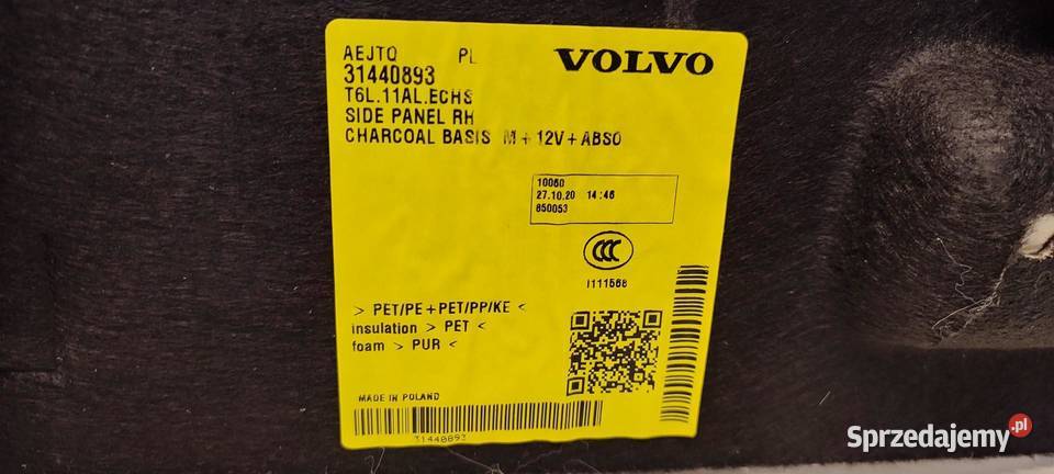 VOLVO XC40 BOCZEK BAGAŻNIKA PRAWY 31440893 Tapicerki samochodowe