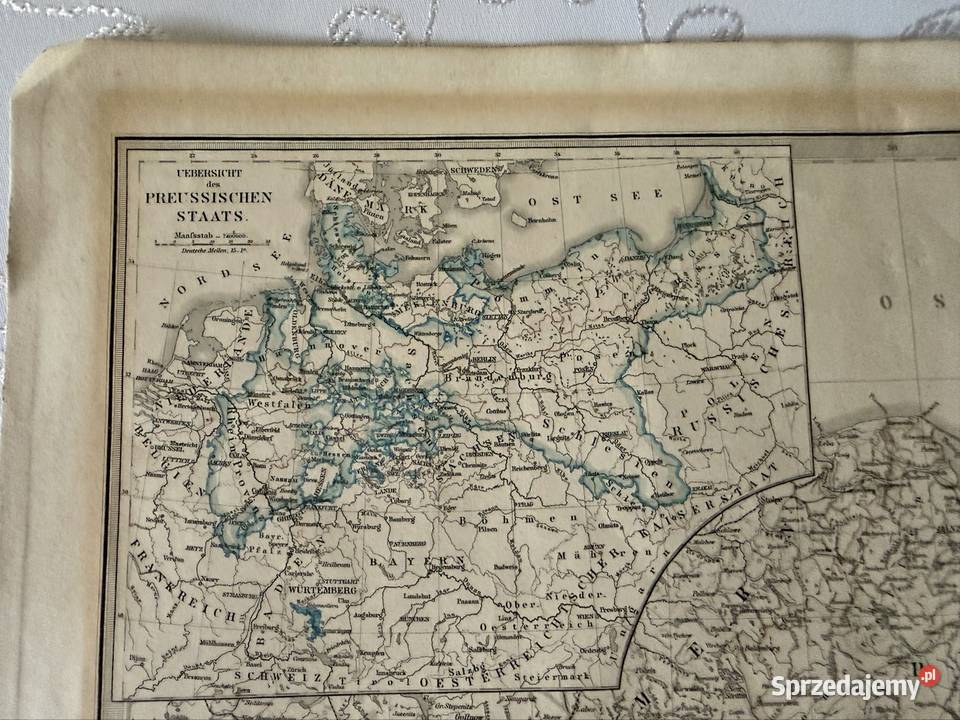 Stara mapa historyczna Polski 1869 Prusy Poznań Czerwionka-Leszczyny sprzedam