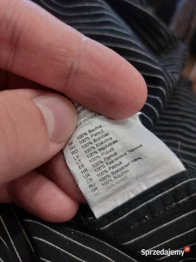 Koszula ciemnoszara w paski pionowe małopolskie