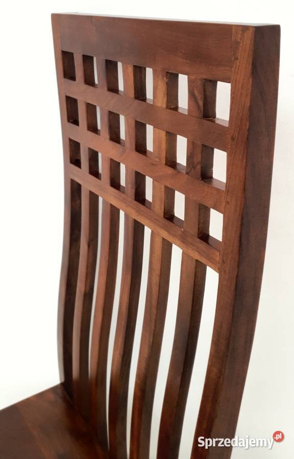 Brązowe drewniane krzesło KRATA z drewna mango 45cm Stoły, krzesła, biurka Lublin