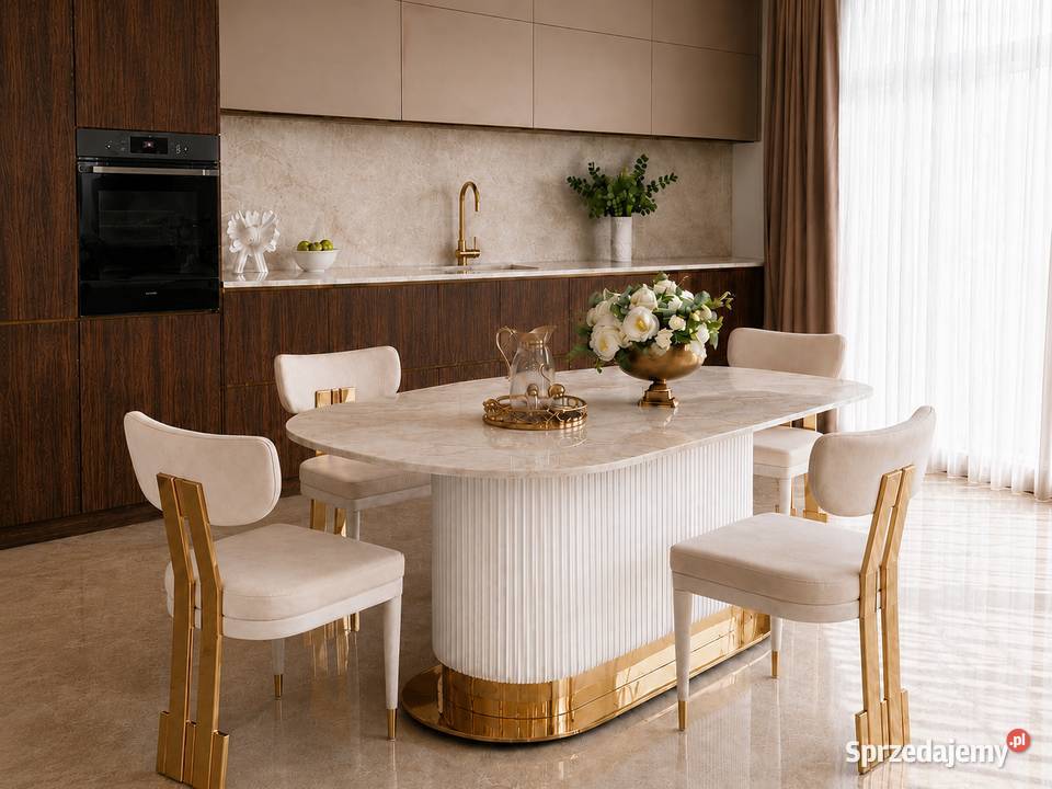 STÓŁ ROYAL Glamour Designerski Biały Złoty Stoły Warszawa