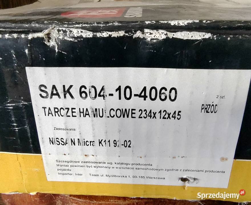 Tarcze hamulcowe przód Nissan Micra K11 komplet Przeczów