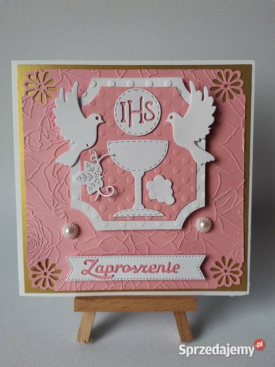 ZAPROSZENIA KOMUNIA DZIEWCZYNKA KIELICH Z